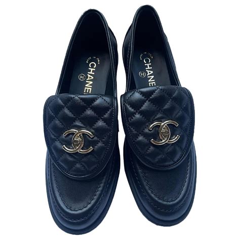 chanel mocasines|chanel moccasin loafers black.